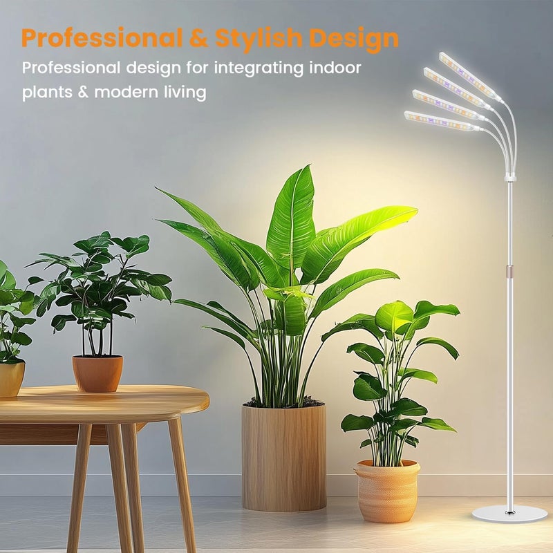Kullsinss Grow Lights for Indoor Plants, 4-Head Full Specturm Plant Grow Light with 4/8/12/16H Timer, 3 Color Modes, 5 Brightness, 24-68.7in Height Adjustable Floor Growing Lamp for Tall Large Plants - Image 3